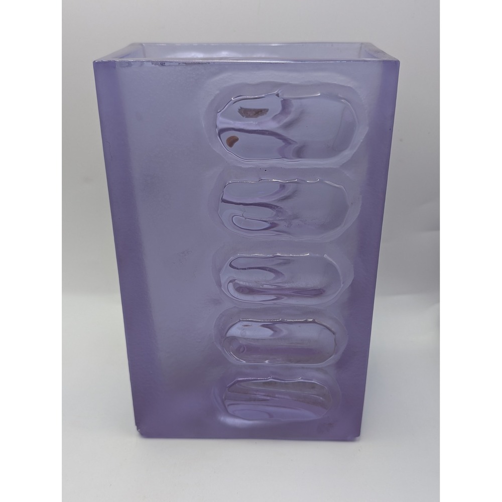 Kristal 24% Lead Crystal Lavender Frosted Glass Vase Rectangular Purple 8.5 Inch